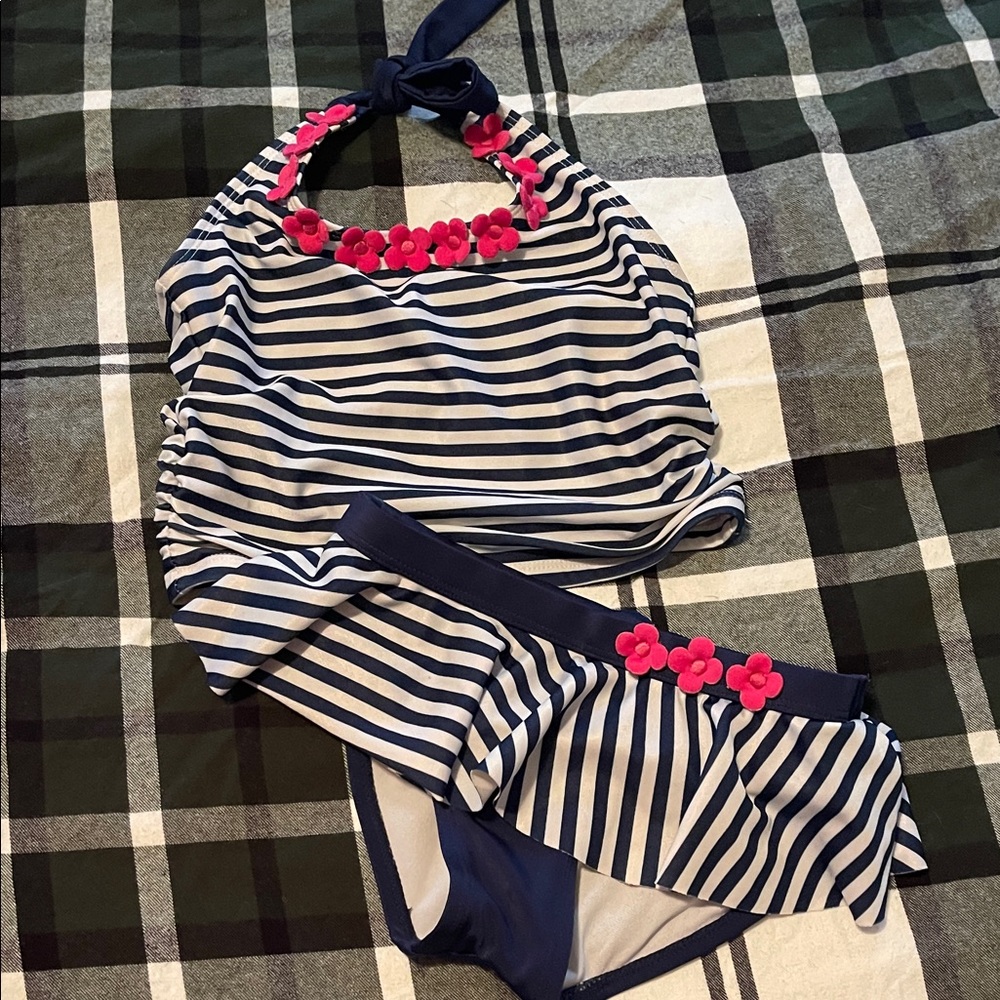 Gymboree Navy and White Striped Bikini